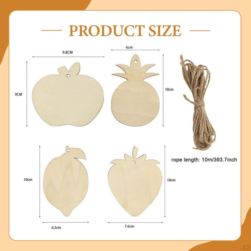 32Pcs Unfinished Wood Fruit Shapes Wooden Pieces Slices Holiday Unpainted Cutouts Blank Discs