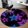 1pc Neon Star Decor Chair Carpet for Office, Round Polyester Mat, Indoor Decor for Office, Easycare Fabric, Washable Non-slip Area Carpet