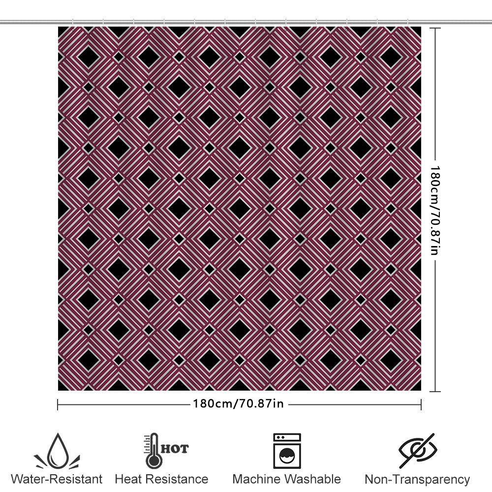 Modern Geometric Pattern Bath Shower Curtain Waterproof Decorative Home Decoration Accessories Pink Black White 72X84 Inch Showe