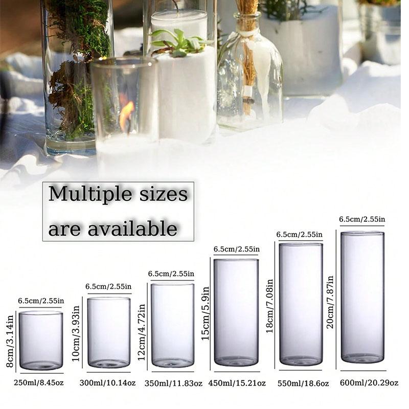 1ks/550ml/350ml/250ml Velkokapacitní Svatební skleněný pohár Svícen Rovná tuba Skleněná váza Jídelní stůl Svíčka Dekorace Umění