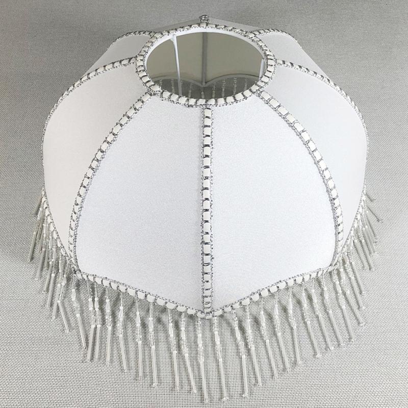 European Lamp Shade Vintage Fabric Beads Lace Floral Wall Lamp Lampshade Luxury Table Lamp Covers Bedroom Home Decoration