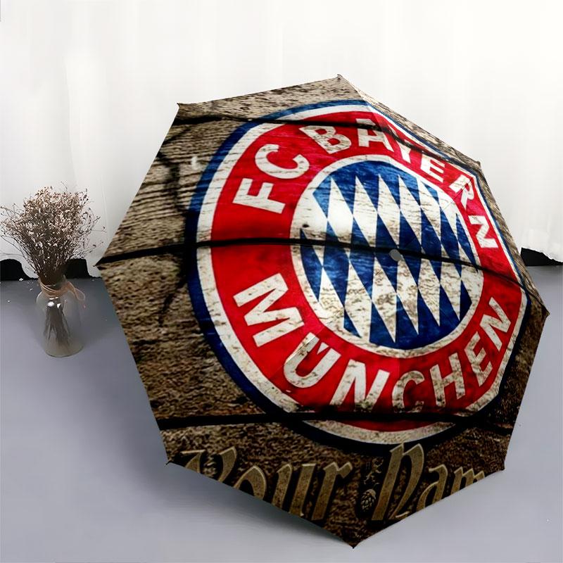 1 PC Automatic Folding Umbrella - FC Bayern Munchen Custom Name Pattern, Portable & Foldable Design with 8 Ribs, Christmas Birthday Gifts