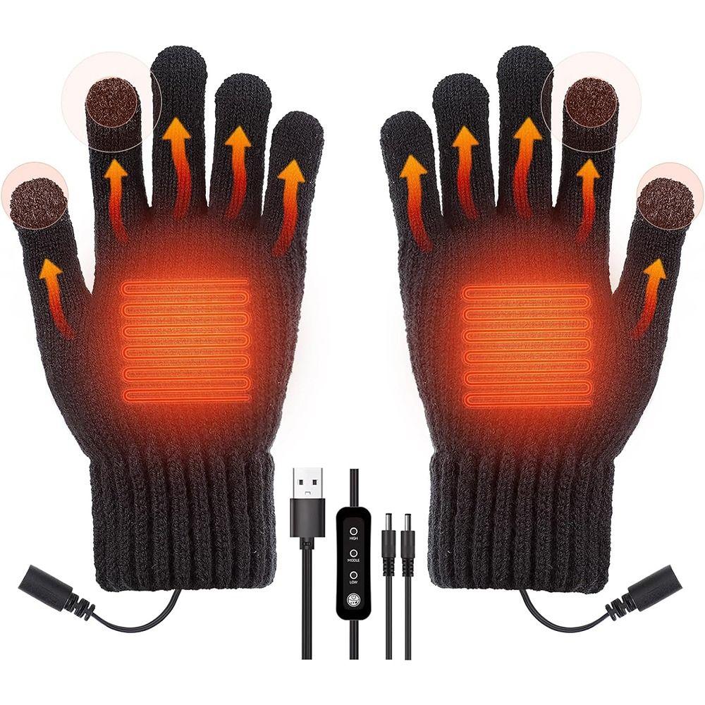 Washable USB Heated Gloves Warm Knitting Gloves Hot Winter Touchscreen Gloves  for Men Women