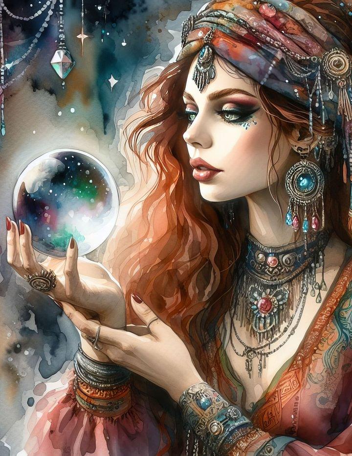 dIY 5D Diamond Painting Gypsy Girls Full Round Square Diamond Embroidery Fantasy Poker Indian Lady Mosaic Cross Stitch Kits