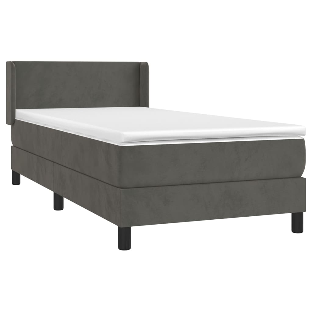 Vidaxl Continental Bed With Mattress, Dark Grey Velvet, 90X190 Cm