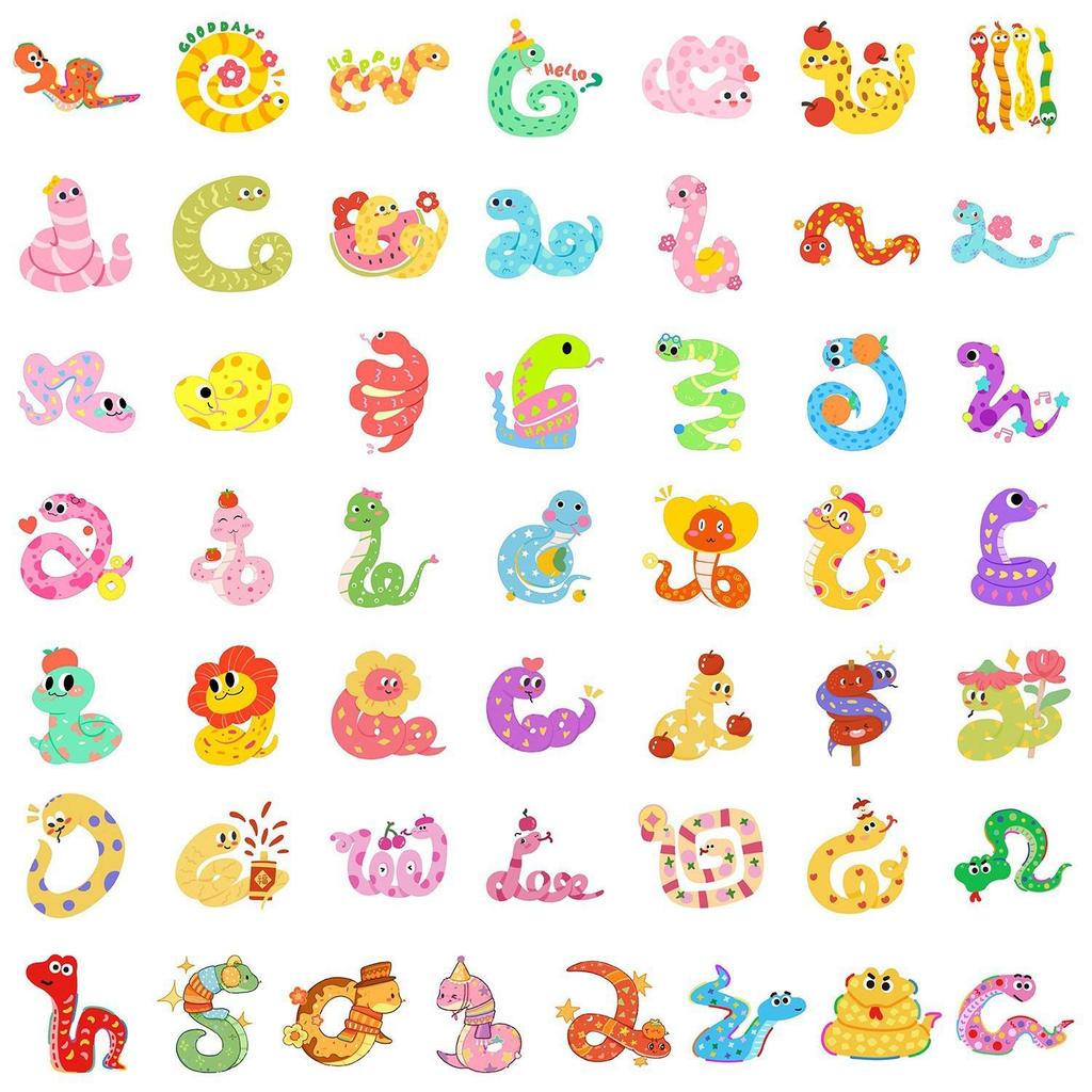 50PCS Cute Cartoon Animal Waterproof Stickers for Phones & Computers
