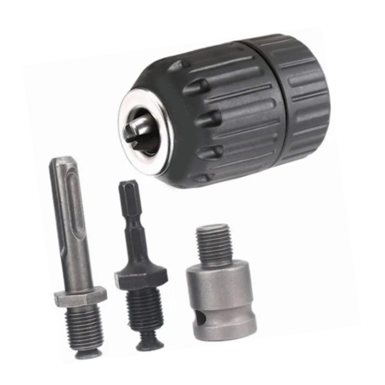 

4 Pcs Drill Chuck Adapter Set 10mm Impact Drill Chuck with Round Hex Shank Connection Rod Electric
