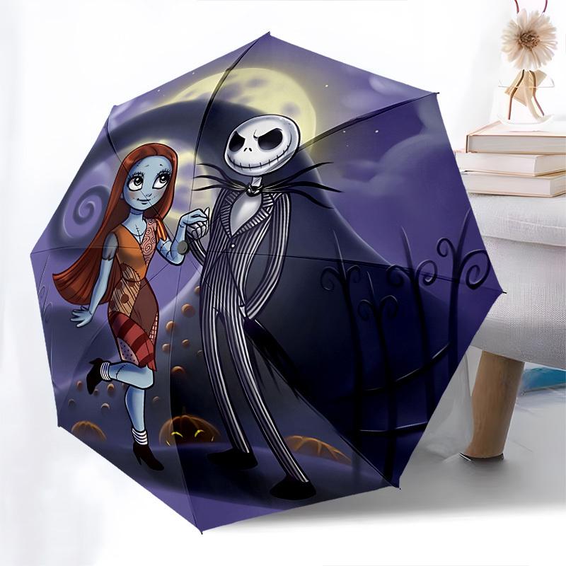 Nightmare Before Christmas, Jack Skellington Themed Automatic Opening and Closing Umbrella, Brightly Colored 8-rib Portable Umbrella, Suitab