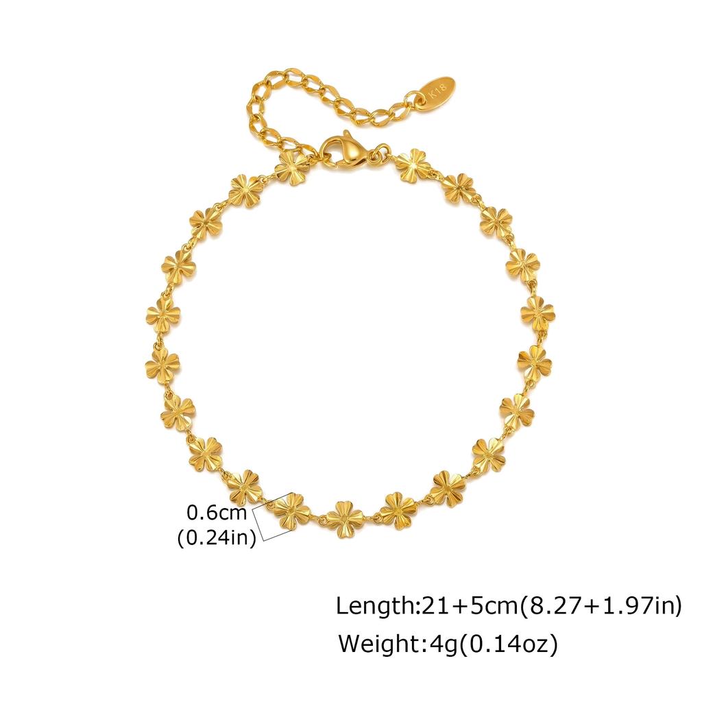 Luxury Four Leaf Clover Anklet for Women Gold Plated Stainless Steel Ankle Bracelet Fashion Elegant Foot Jewelry Beach Party