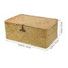 POPETPOP Suit Rattan Storage Basket with Lid, Seagrass Storage Basket, Rectangular Storage Basket, Bathroom Towel Basket, 26x16x10cm