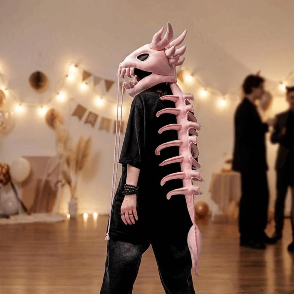 3D Dinosaur Skeleton Mask Headgear 80/120CM Wearable Dinosaur Bone Head Hat Creative Breathable Dinosaur Costume for /Adult