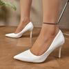 Fashion Classic White Stiletto Heel Pumps Women Plus Size Party Wedding High Heels Shoes Woman Sexy Pointed Toe Slip On Pumps Ladies