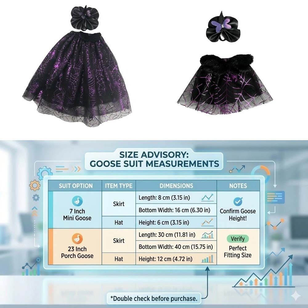 Purple Black Mesh Porch Geese Clothes Witch Hat Included Goose Witch Skirt  Porch Decoration