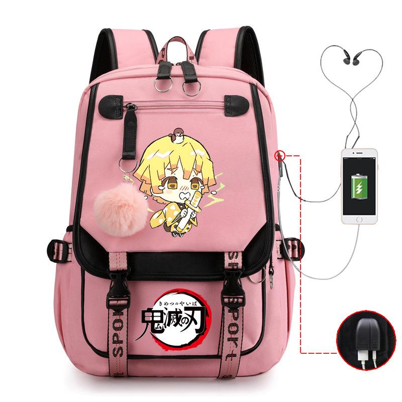 Ghost Annihilation Blade Grade 3-6 Junior High School Student High School Student School Bag Strap USB Multifunctional Backpack