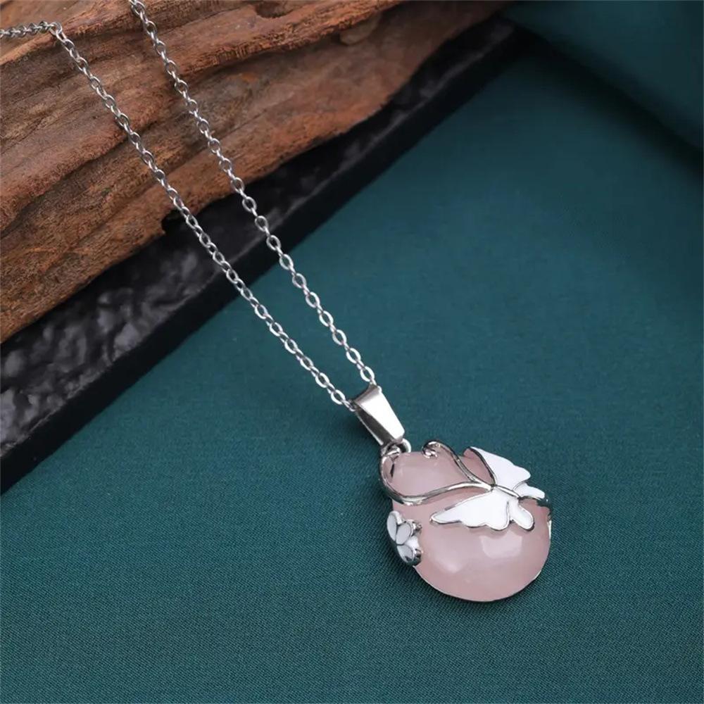 Аксессуары, Натуральный аметистовый кулон, Мода, Бабочка Капля Воды Ожерелье, Этнический Стиль, Женские Аксессуары розовый кварц