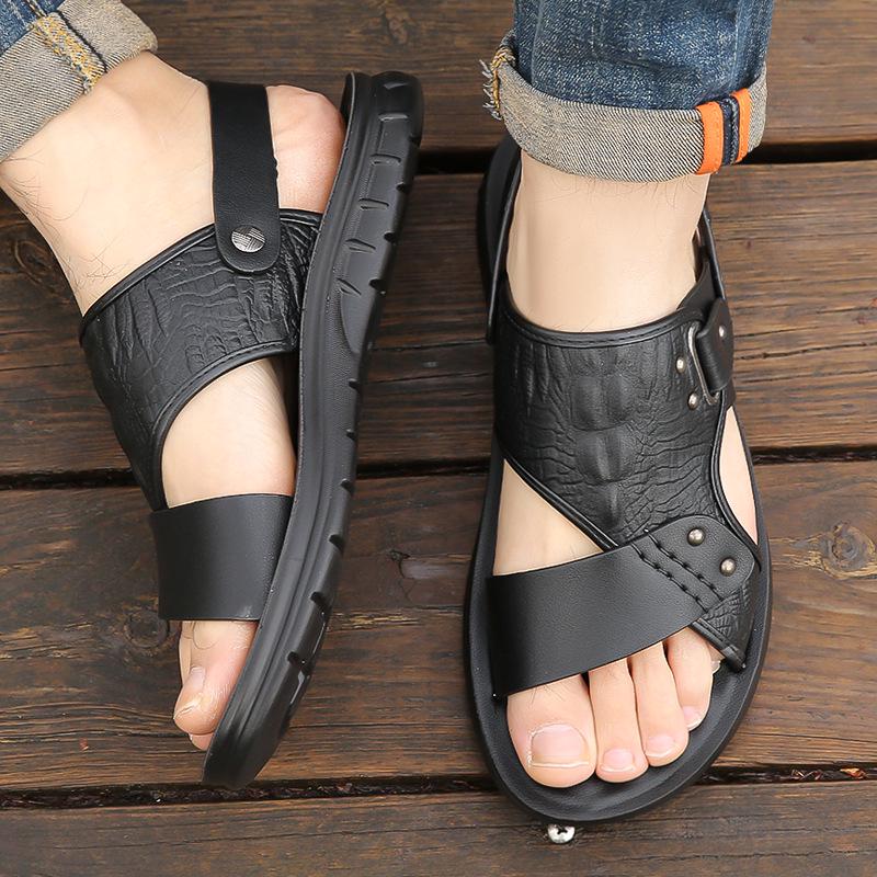 2025 Men's Summer Waterproof Thick-Soled Non-Slip Beach Sandals - Middle-Aged Dad's Driving Slippers