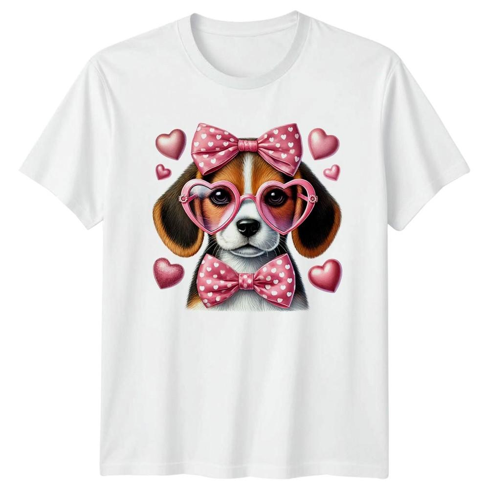 Beagle Dog Wearing Pink Heart Unisexs TShirt Beagle Dog Pets S