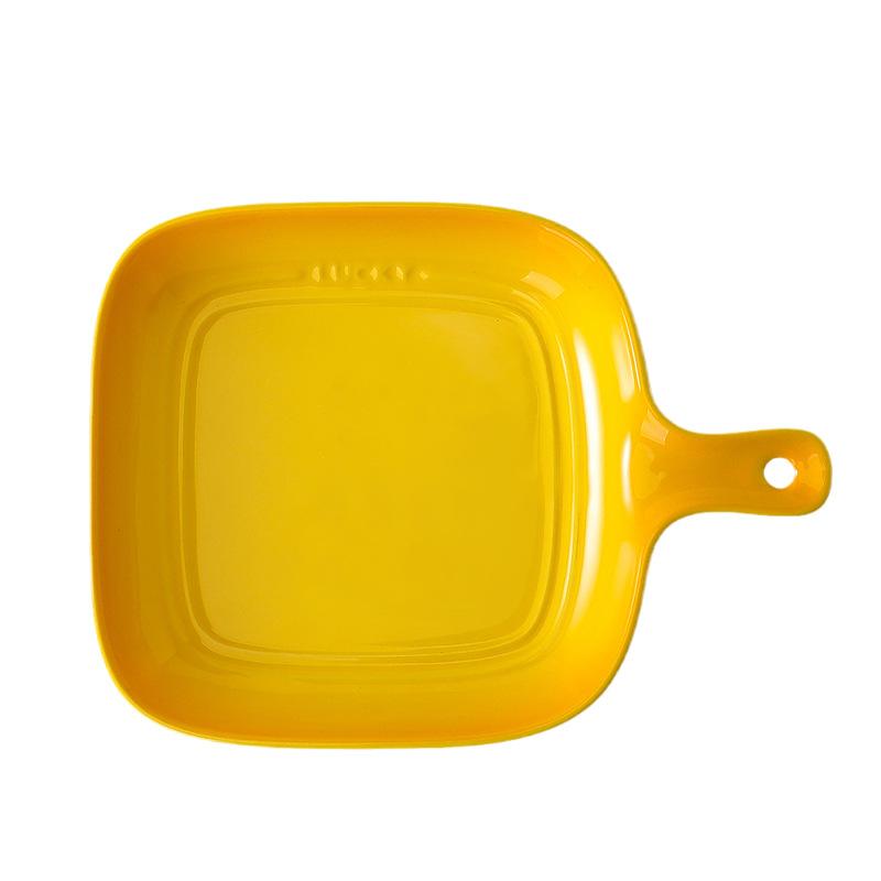 Creative Colorful With Handle Plate Gradual Change Home Western Food Plate Microwave Oven Single Handle Baked Rice Baking Pan