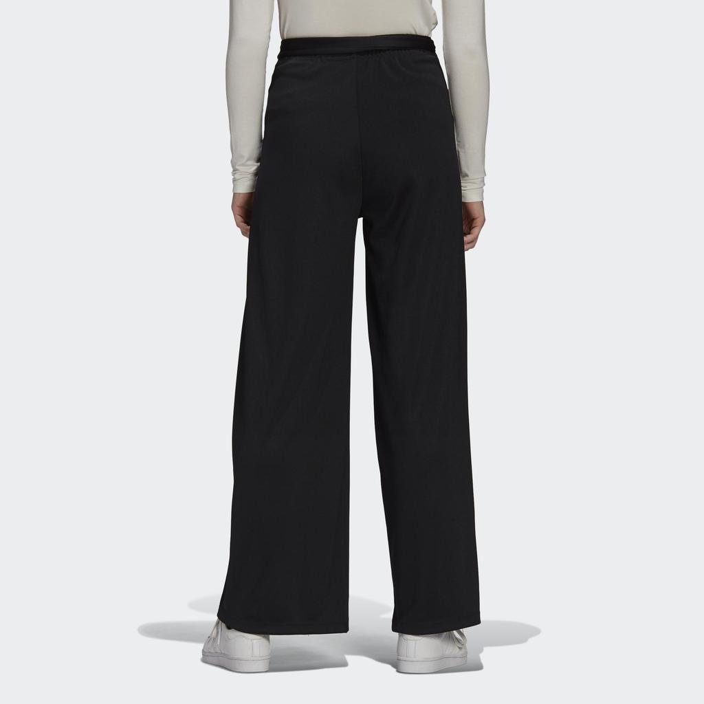 Adidas Originals Women's Mid-Rise Loose Fit Striped Breathable Woven Track Pants Black White GN3169