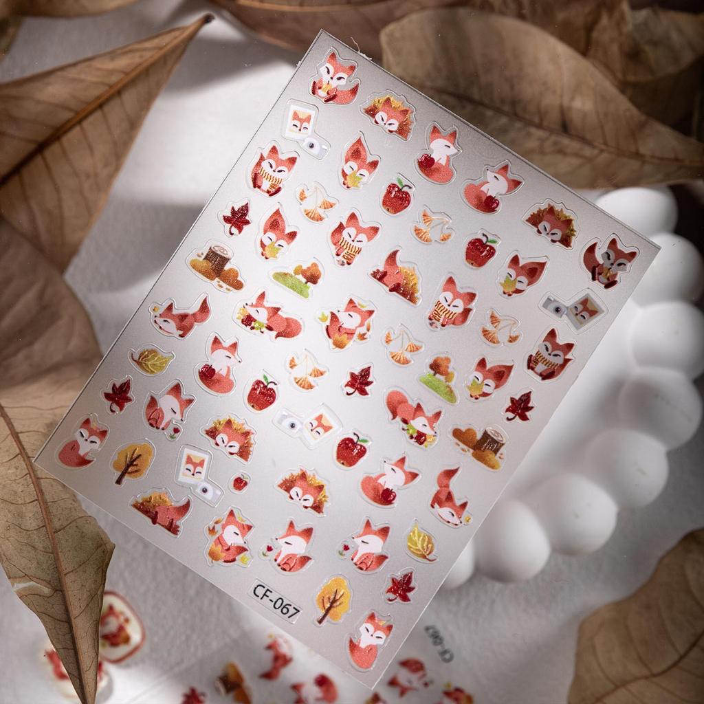 Cyansea Autumn Fox & Maple Leaf Nail and Phone Case Stickers
