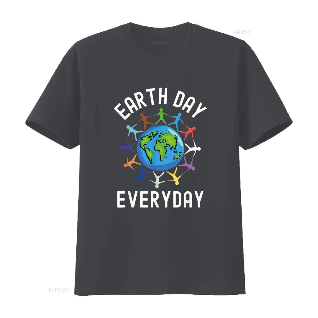Womens Earth Day Everyday T Shirt Black 2XL Vintage Washed Homme Casual Comfortable Soft Streetwear Unisex Designer Clothes