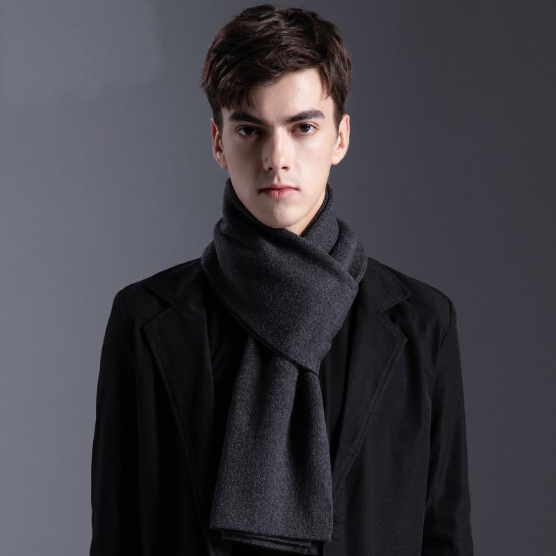 

Classic Solid Simple Bussiness Scarf Men Windproof Warm Luxury Brand Scarves Male Wool Blend Thickened Muffler Fall Winter Gent
