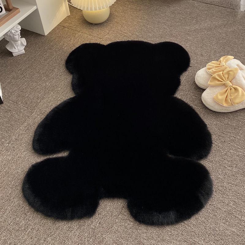 Cute Cartoon Rabbit Fur Plush Teddy Bear Rug – Faux Fur Animal Shape Rug for Children's Bedroom