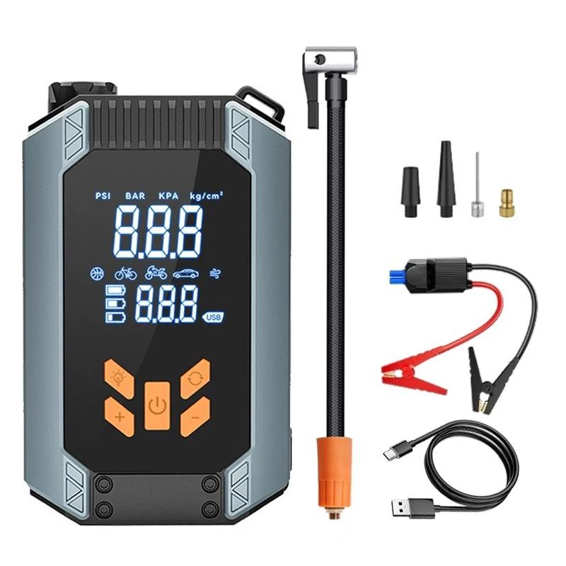 4 in 1 Car Tyre Inflator Inflatable Pump Electric Pump Car Jump Starter Battery Starting Portable Air Compressor Emergency Power 4 In 1 Pump