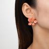 1 pair of colorful drip oil alloy earrings, elegant flower earrings for women