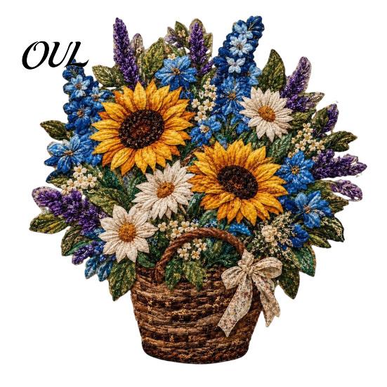 Handgefertigte Heimdeko-Projekte Blumenkorb Patchwork DIY-Set, Schichtblumen Bastel-Entspannungs-Bastelhobby für Frauen 3D Floral
