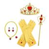 Princess Dress Up Accessories Gift Belle Set for Girls Crown Scepter Necklace Earrings Gloves Yellow