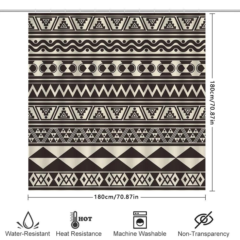 Black White Geometric Shower Curtain Bathroom Decor Waterproof Fabric Modern Design For Home