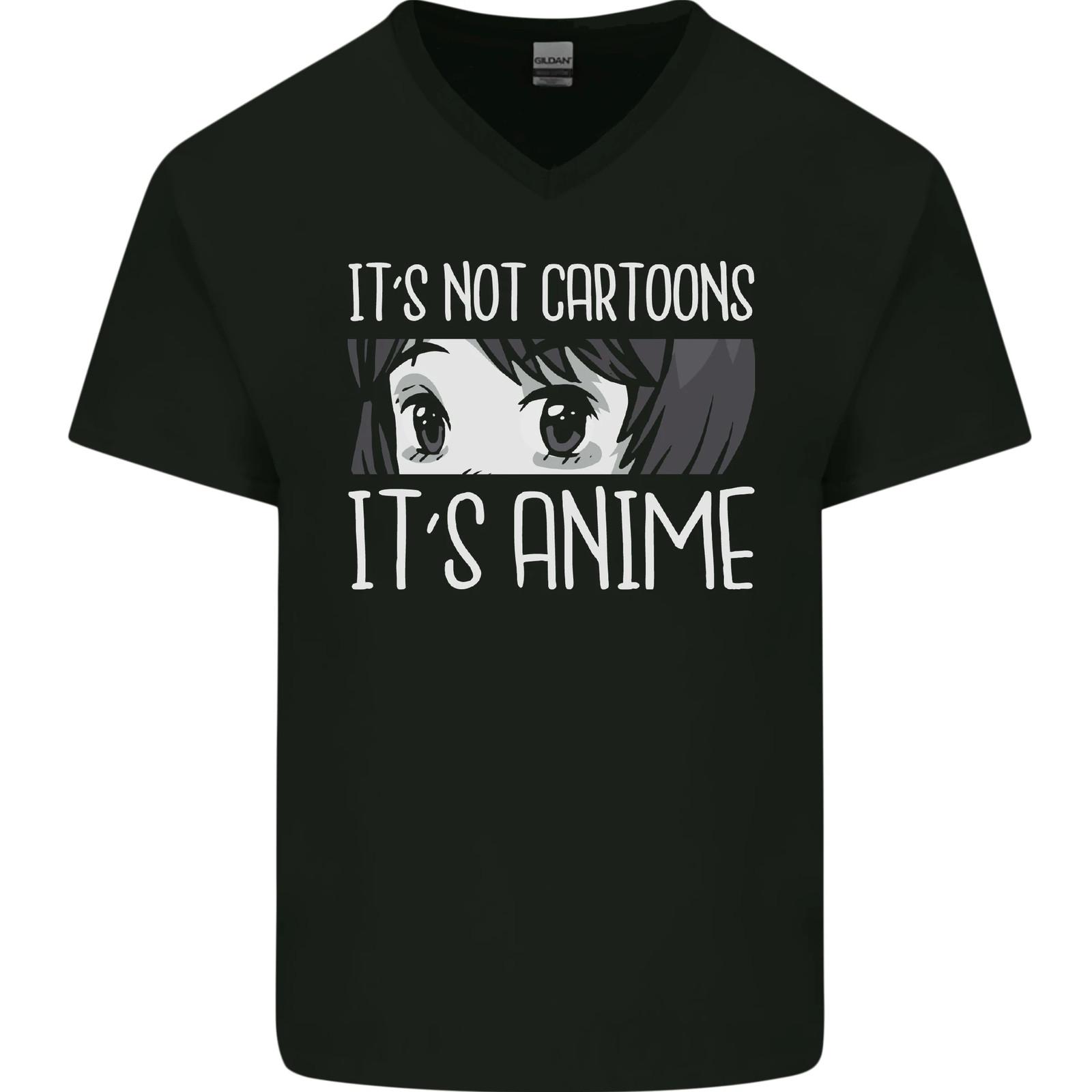 Its Anime Not Cartoons Mens V-Neck Cotton T-Shirt S разноцветный