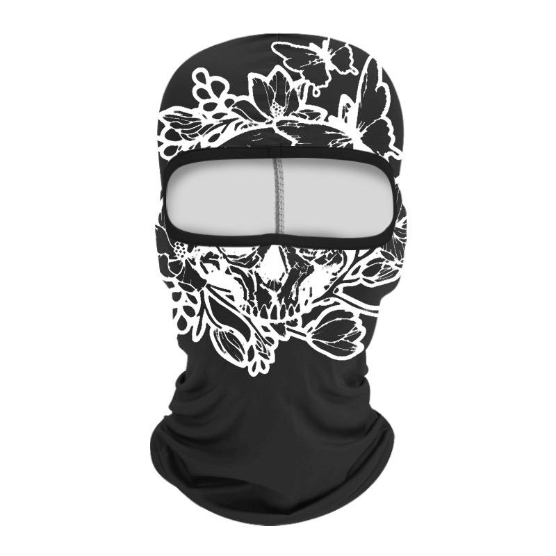 Skull Print Balaclava Face Mask, Ice Silk Cooling Breathable Sun Protection Full Face Cover for Cycling Running Hiking Outdoor Sports