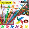 100Pcs Mini Rainbow Pinwheels Garland Kit , Party Garden Wedding Outdoor Hanging Decor Supplies