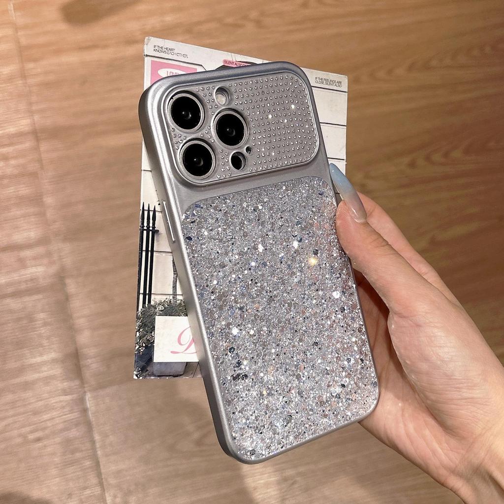 Apple 17 Pro Max High-End Rhinestone Mirror Stand Case for Women - Drop-Proof, Stylish Fit for 16 Pro and 15/14/13 Series.