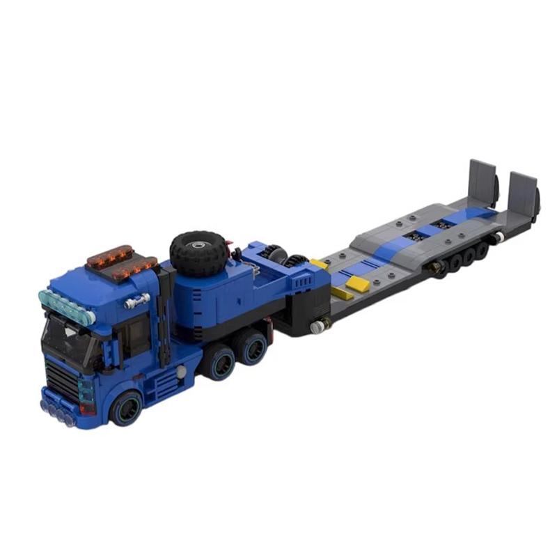

Technical Car City Trailer Truck with Flatbed Trailer MOC Offroad Truck Transport Vehicles Sets Building Blocks Kid Toys Gift