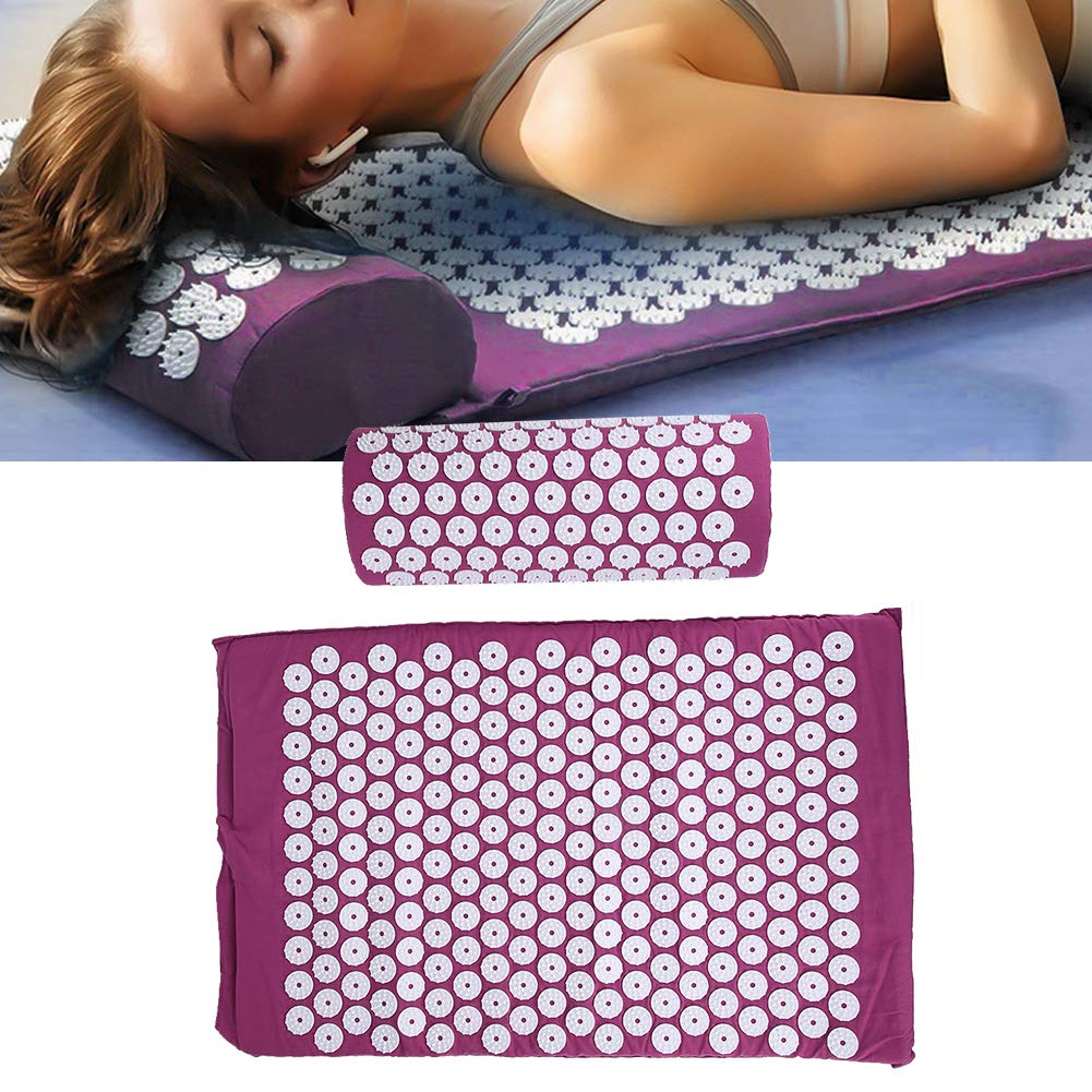 Bindo Acupressure Mat, Acupressure Mat with Pillow Set, Home Use (Three-Piece Acupuncture Mat Purple)