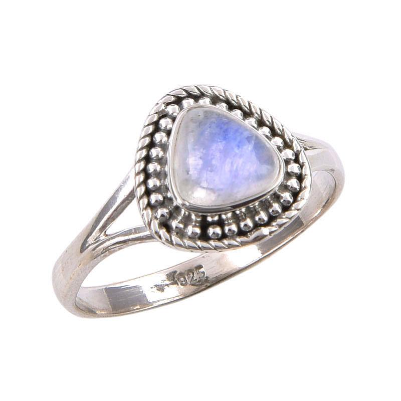 Natural Rainbow Moonstone Gemstone Handmade 925 Sterling Silver Ring S.9.5 J2j99