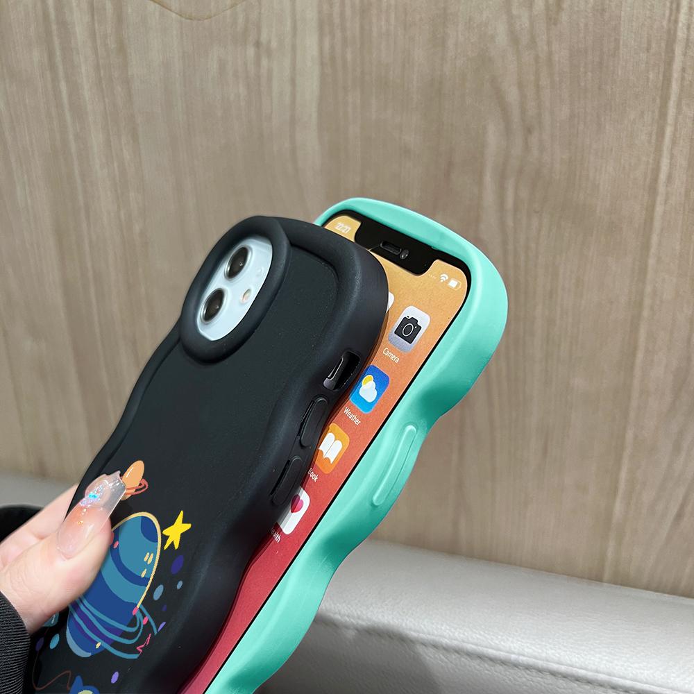Big Wave Edge Material siliconic moale Husă pentru telefon Macaron Carcasă de protecție antișoc din cauciuc pentru iPhone Samsung Huawei Honor Xiaomi Redmi OnePlus Moto