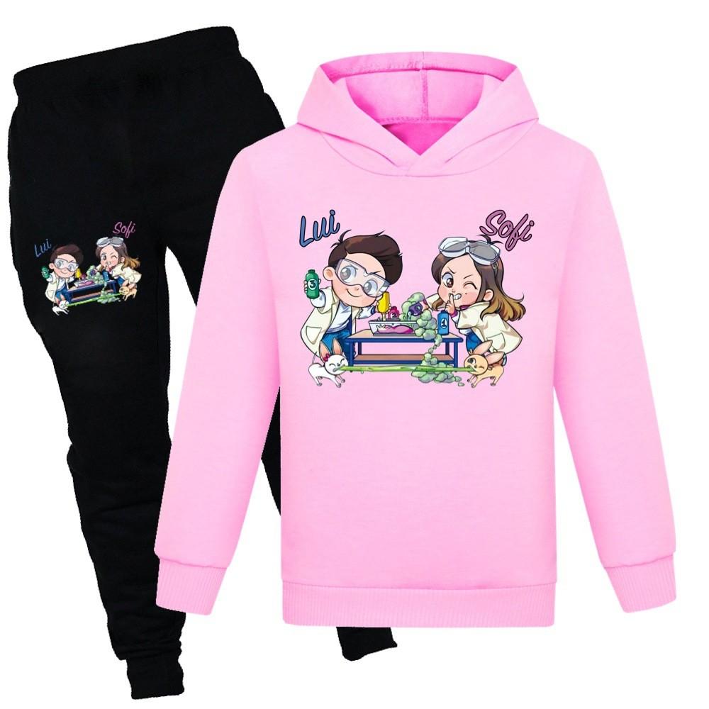 Kids Cotton Cartoon Hoodie And Jogging Pants Set For Winter And Spring Play