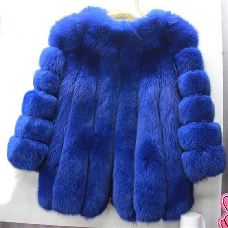 

Женская корейская модная шуба средней длины из искусственного меха лисы XL