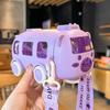 Cartoon-Bus-Strohhalmbecher Niedlich Große Kapazität Outdoor Auto Wasserbecher Kinder Trinkgeschirr Boun Strohhalm-Kessel
