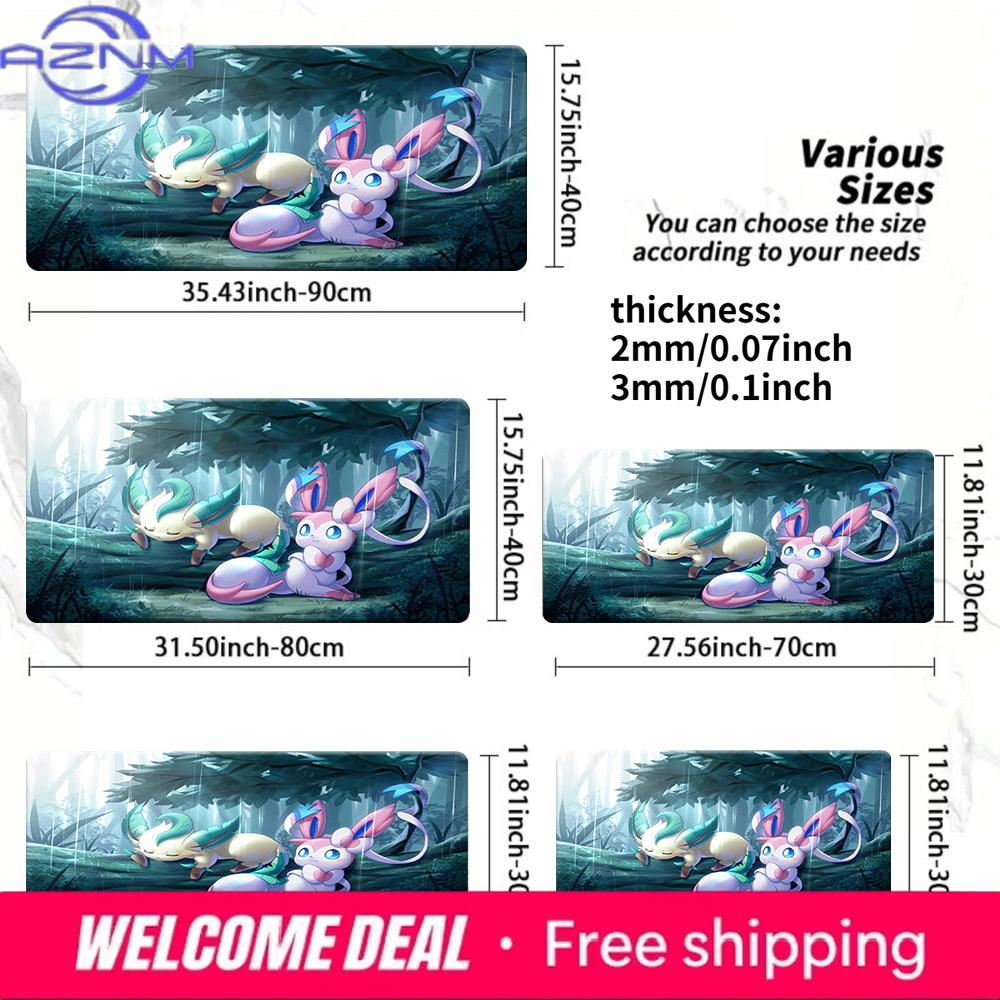 Rainy Forest Leafeon Sylveon Desk Mat NonSlip Washable Gaming Mouse Pad 30x80x0.2cm