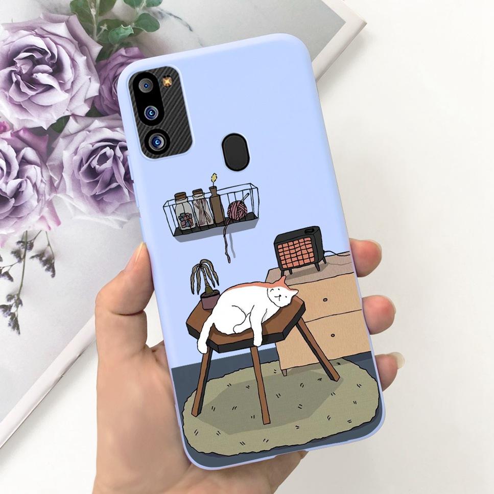 For Samsung Galaxy M21 2021 Case Cute Cat Fashion Girl Soft Silicone Cover For Samsung M21 2021 SM-M215G Bumper Phone Case Funda