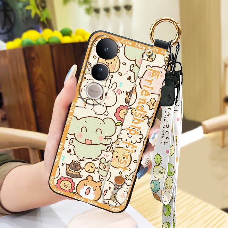 Anti-knock Dirt-resistant Phone Case For VIVO V50 Lite 5G Global Back Cover Wristband Silicone Kickstand Waterproof Cute