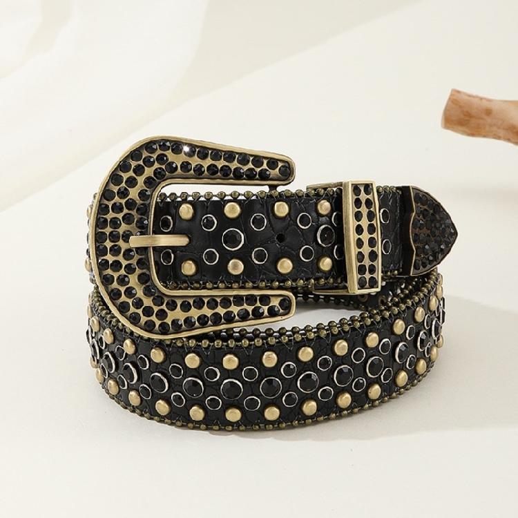 Fashion Adult Rhinestone Belt PU Waist Belt Wear Resistant Shimmering Belt