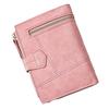 Women Wallet PU Leather Short Small Size Multiple Slots Card Holder Coin Purse for Daily Life Pink