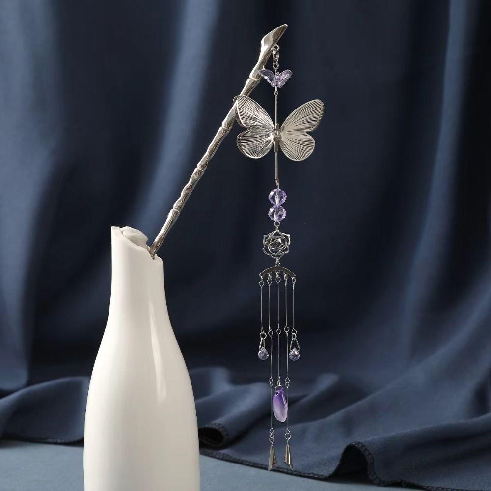 Tassel Butterfly Hair Stick Flower Hanfu Hairpin Exquisite Ancient Style Hair Fork Ladies
