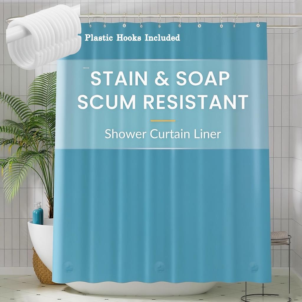 1Pc Waterproof Shower Curtain Liner With Magnets & Metal Grommets Mildew Resistance Bath Curtain For Bathroom Window Curtain